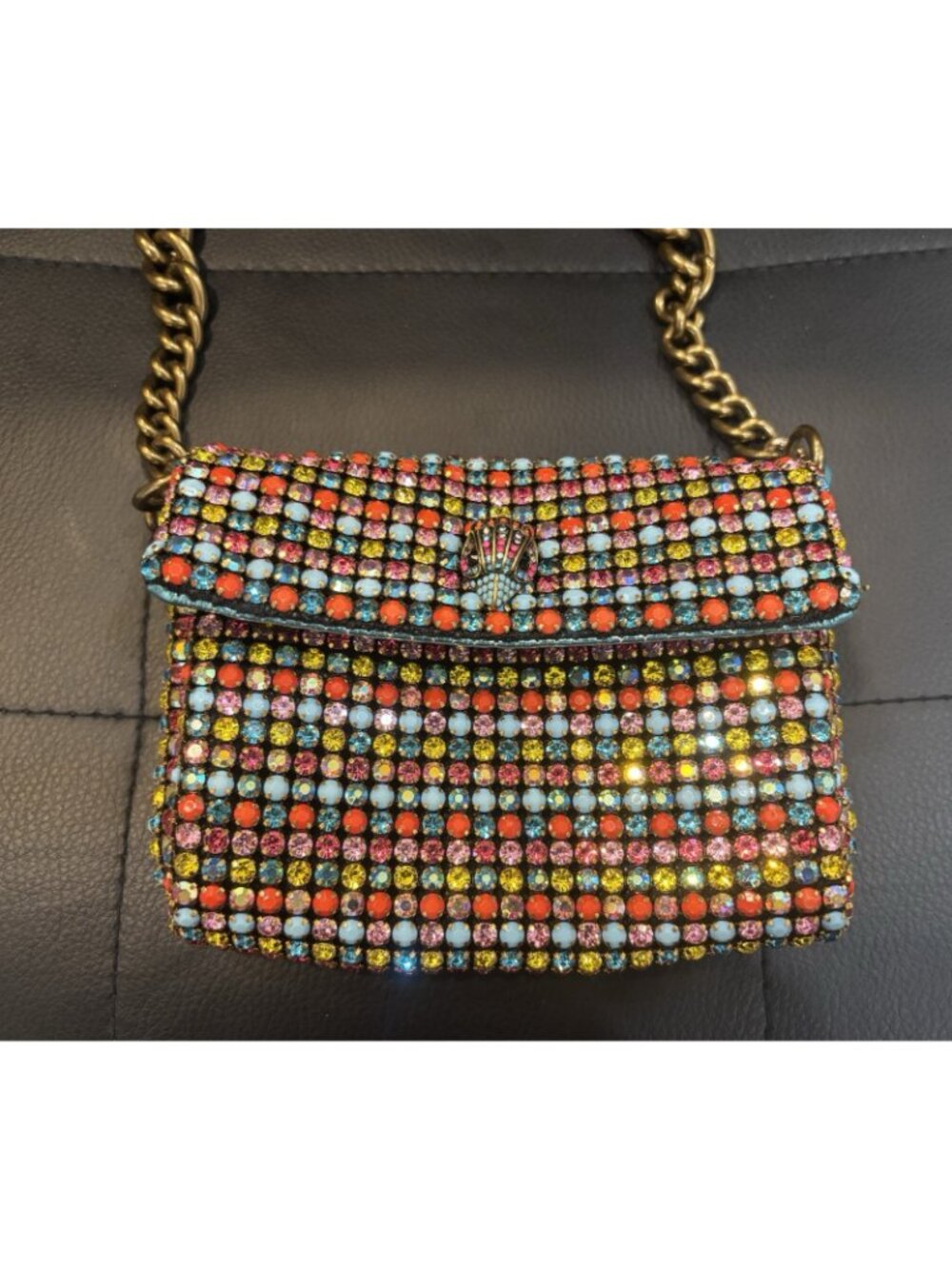 KURT GEIGER Mini Party Crossbody Bag Small Multicolor Beaded Chain Strap - Picture 2 of 15